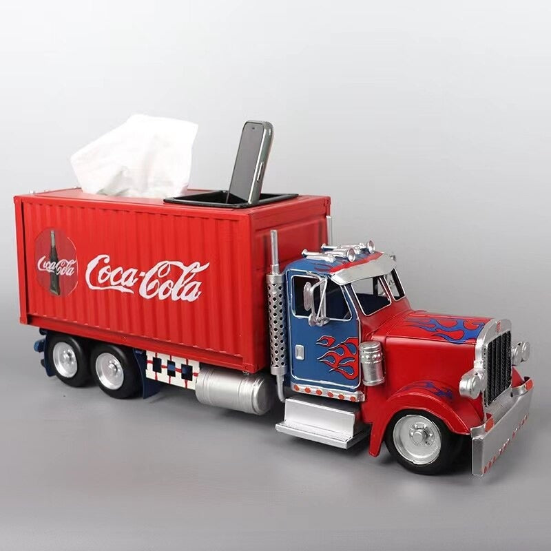 Simulated Optimus Prime truck model tin handicraft home living room window cabinet desktop creative tissue box decoration Simulated Optimus Prime truck model tin handicraft home living room window cabinet desktop creative tissue box decoration
